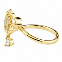 Rotating Clover Spinner Ring Adjustable Anxiety Fidget Ring Open Wrap 1576
