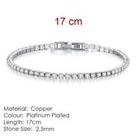 Tennis Bracelet For Women Platinum Plated-Clear 17cm Silver Colour Single B338