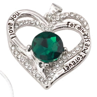 Emerald Heart Necklace For Women Rhodium-Plated Base Metal Zircon Fashion B277