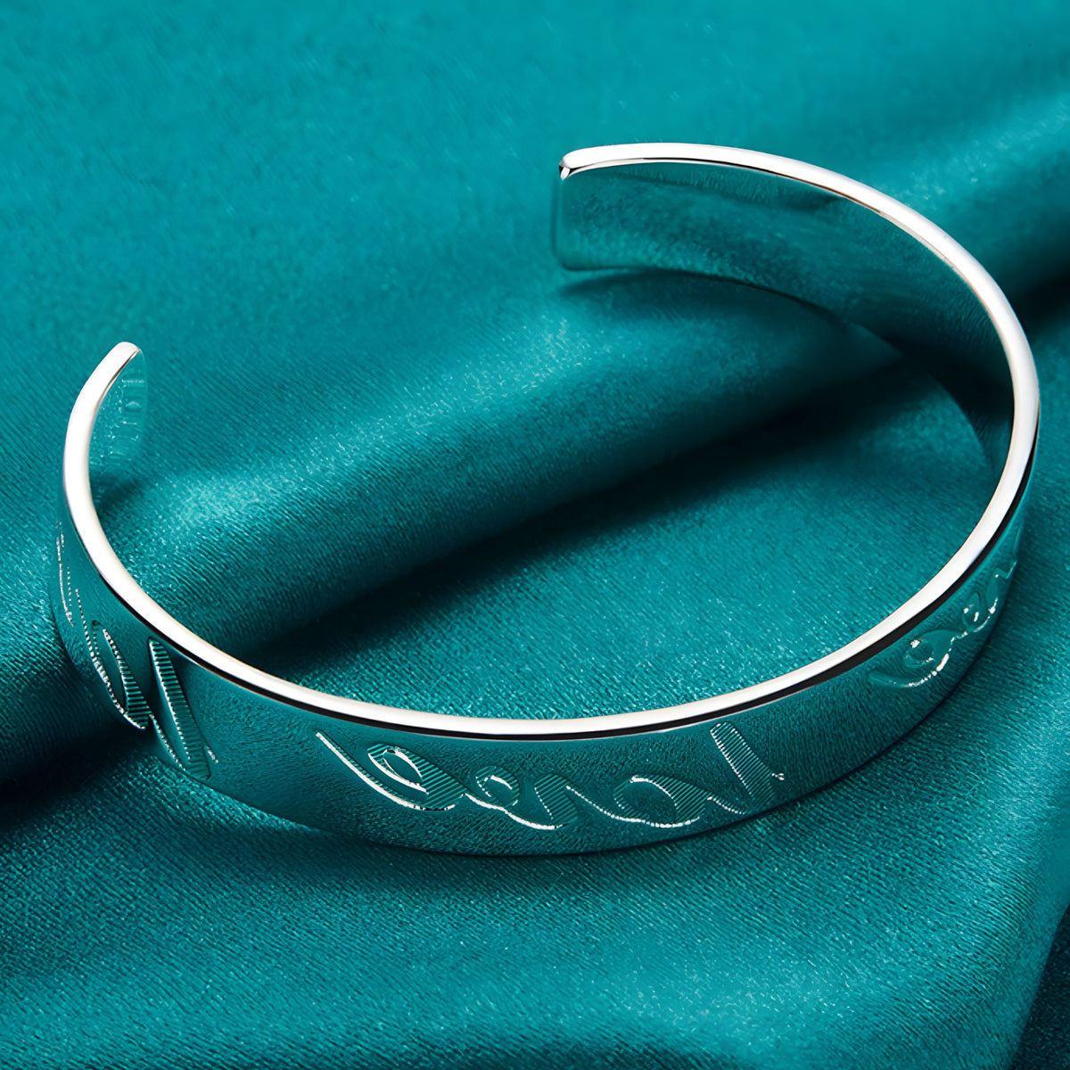Premium Love Script Cuff Bracelet for Women, Adjustable Open Bangle 1871