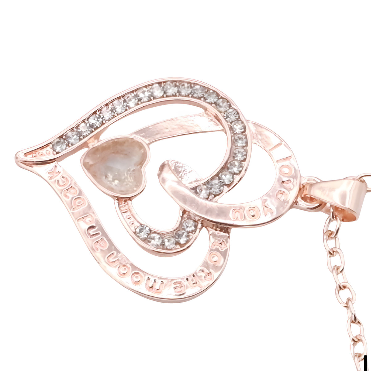 Heart Design Crystal Rhinestone Channel Zinc Alloy 18K Gold Plated Necklace B305
