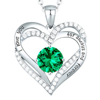 Emerald Heart Necklace For Women Rhodium-Plated Base Metal Zircon Fashion B277