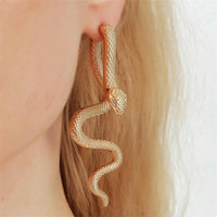 Gold Snake Drop Earrings Women – Punk Style Animal Design Zinc Alloy Jewelry 751