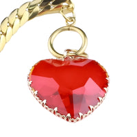 Red Heart Pendant Necklace 40cm Link Chain Toggle Clasp Statement Clavicle 1328