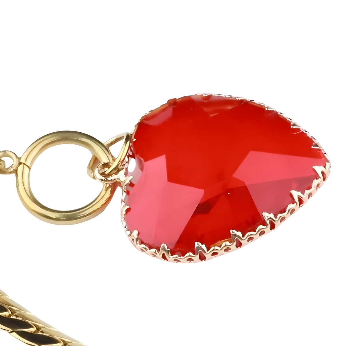 Red Heart Pendant Necklace 40cm Link Chain Toggle Clasp Statement Clavicle 1328