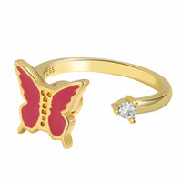 Gold Butterfly Ring Adjustable Open Spinner Ring Rotating Fidget Ring 1572