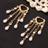 18K Gold Plated Pearl Drop Earrings for Women – Heart Shape Dangle Earrings 762