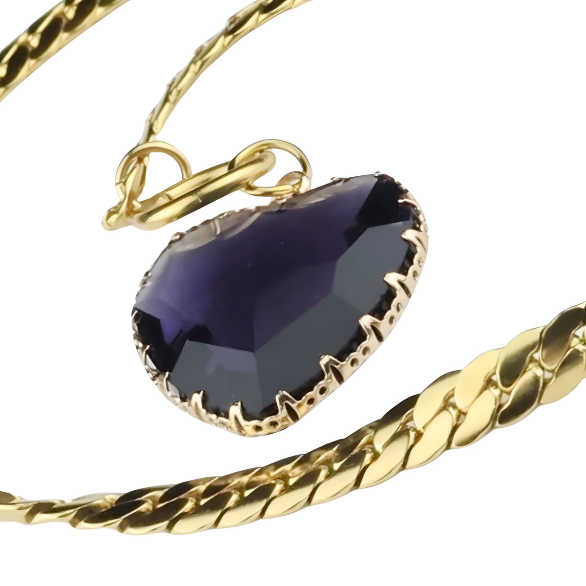 Purple Heart Pendant Necklace 40cm Statement Toggle Chain Clavicle Collar  1330