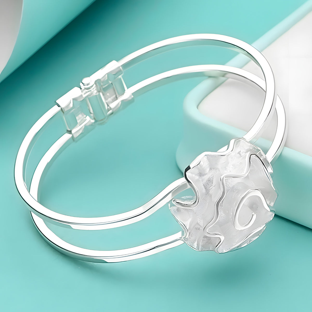 Unified Jewellery Abstract Rose Double Band Hinged Cuff Bracelet Women 1864