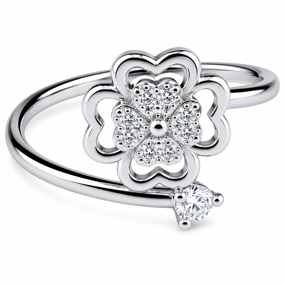 Rotatable Clover Spinner Ring Adjustable Fidget Ring for Anxiety Open Wrap 1575