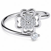Rotatable Clover Spinner Ring Adjustable Fidget Ring for Anxiety Open Wrap 1575