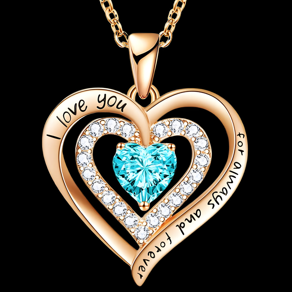 Women’s Heart Necklace Gold Plated Zinc Alloy Double-Layer Heart Pendant B292