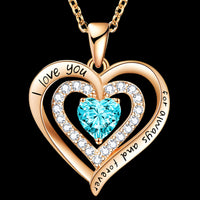 Women’s Heart Necklace Gold Plated Zinc Alloy Double-Layer Heart Pendant B292
