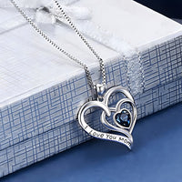 Double Heart Necklace For Women Love You Mom Pendant Blue Heart Crystal 1314