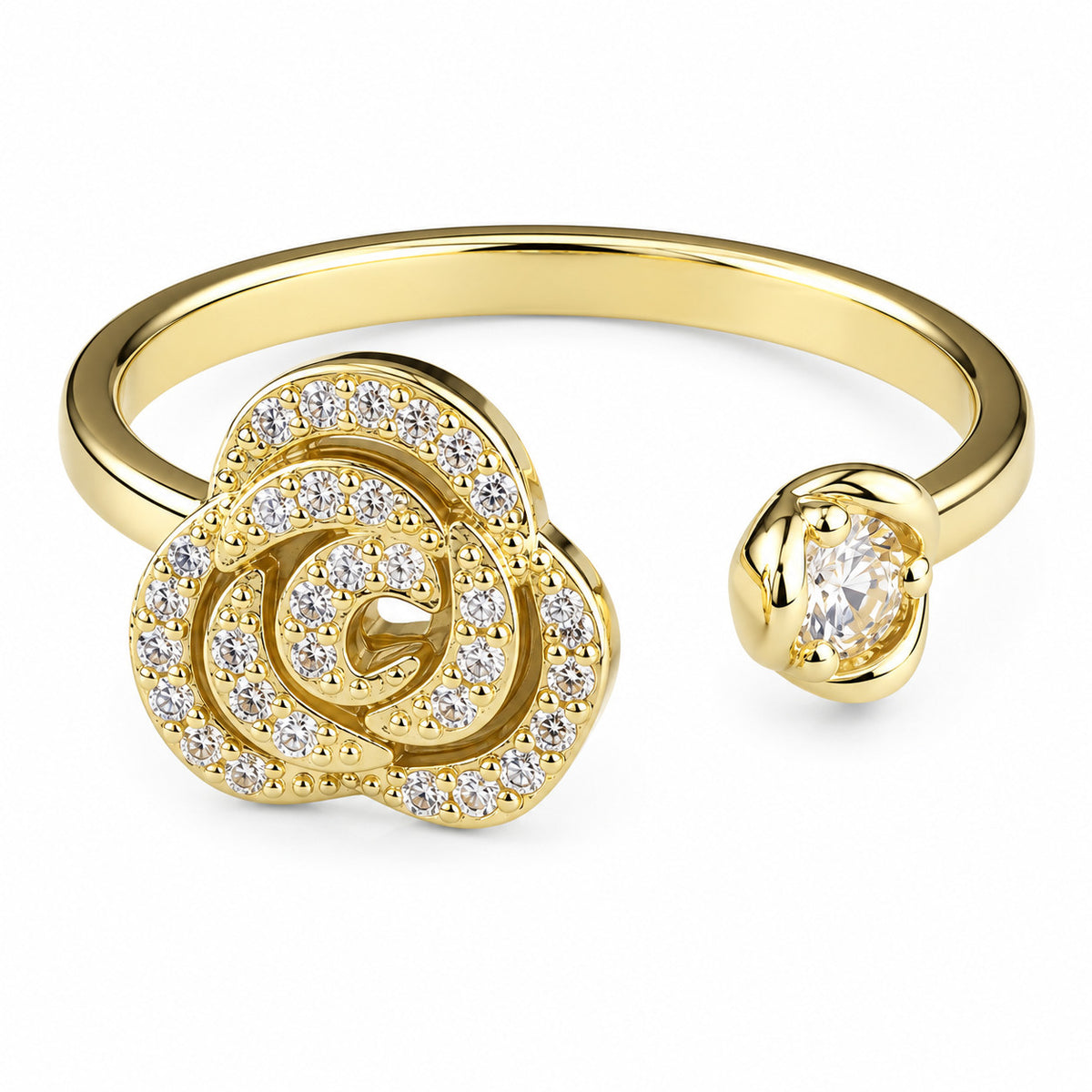 Floral Rose Spinner Ring Rotatable Adjustable Open Ring Spinning Fidget 1547