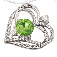 Lime Citrine Yellow Zircon Heart Necklace Women Rhodium-Plated Base Metal B275