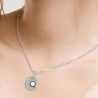 Celtic Crescent Moon Sun Pendant Necklace for Women – Copper Alloy Moon 1094