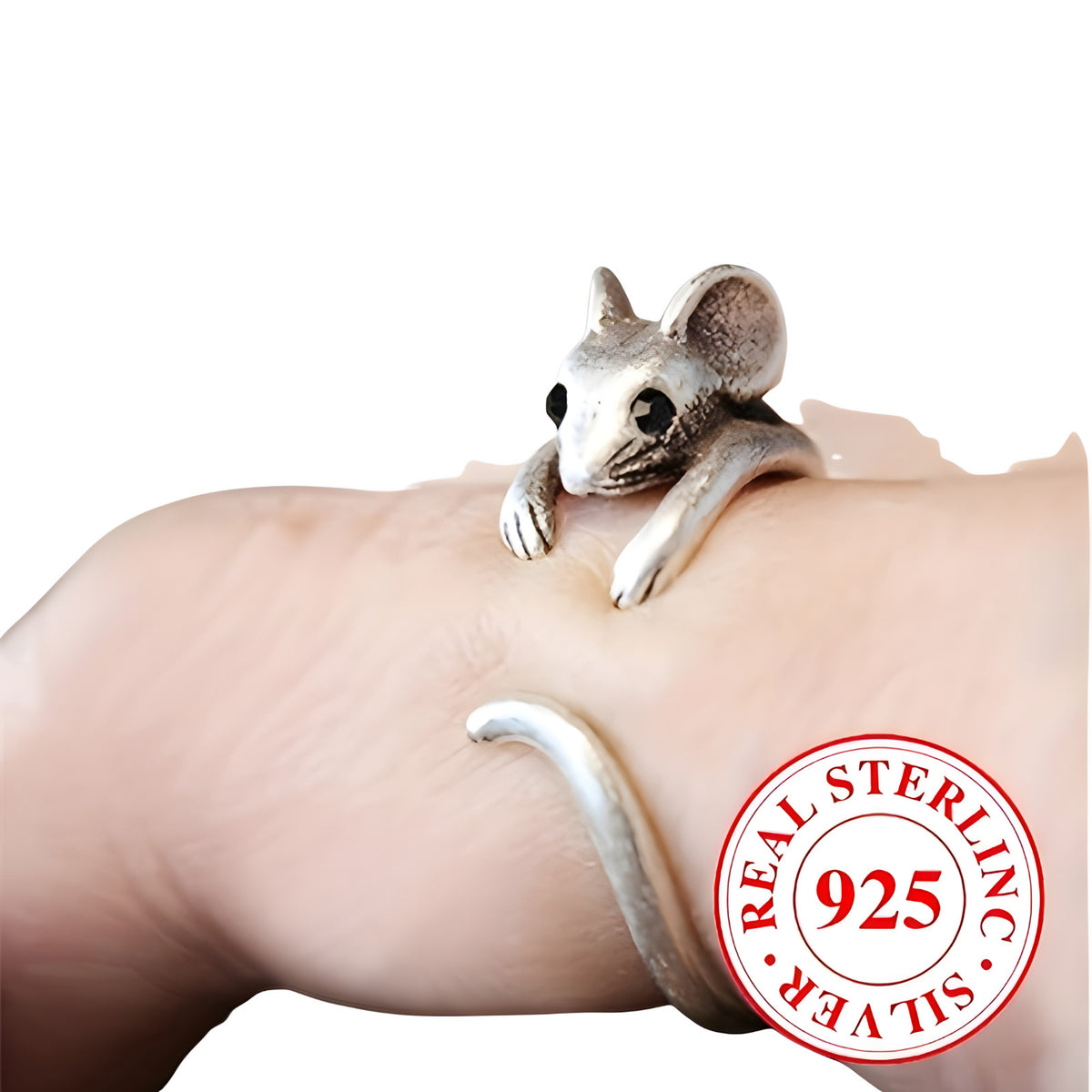 Cute Mouse Ring 🐭 | 925 Sterling Silver Adjustable Open Wrap Ring Girls 535