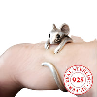 Cute Mouse Ring 🐭 | 925 Sterling Silver Adjustable Open Wrap Ring Girls 535