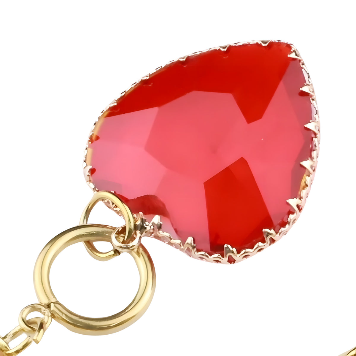 Red Heart Pendant Necklace 40cm Link Chain Toggle Clasp Statement Clavicle 1328