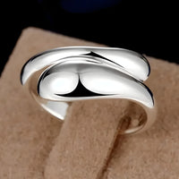 Premium Adjustable Open Ring for Women, Smooth Double Teardrop Bypass Band 1874