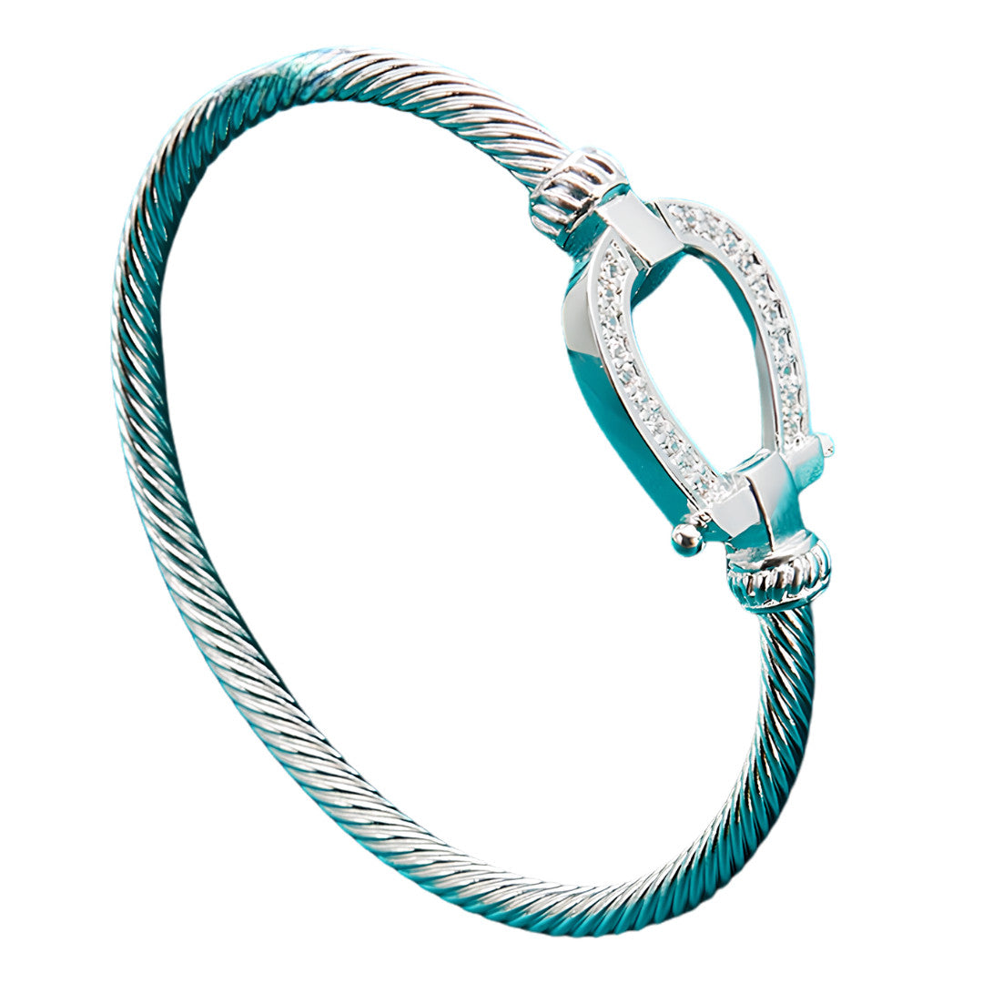 Unified Jewellery 925 Premium Crystal Horseshoe Cable Bangle Bracelet 15g 1850