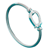 Unified Jewellery 925 Premium Crystal Horseshoe Cable Bangle Bracelet 15g 1850
