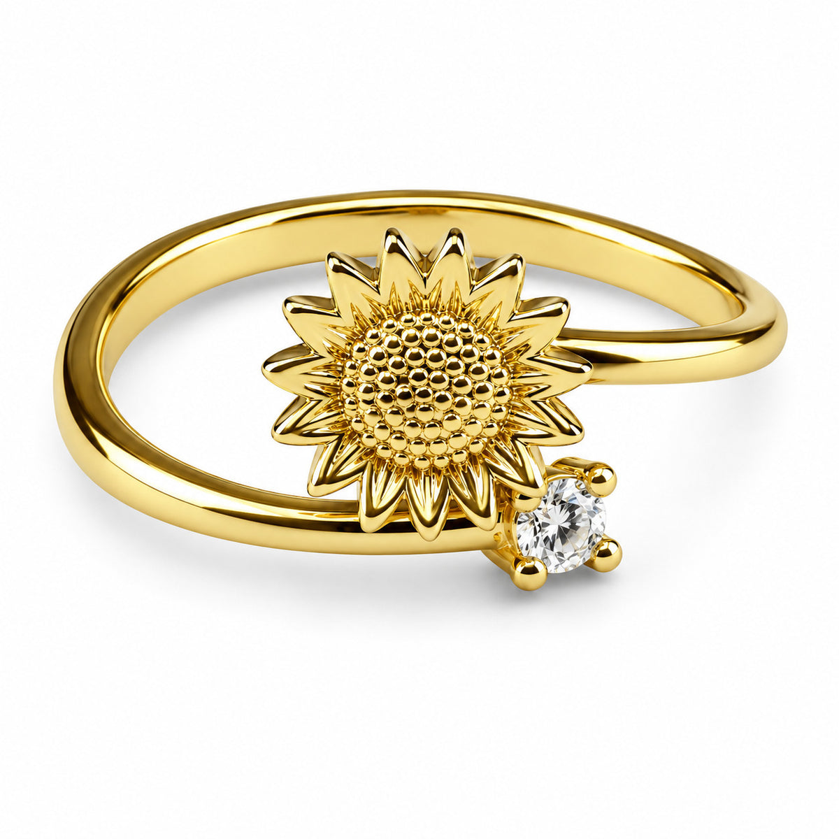 Sunflower Spinner Ring Rotatable Adjustable Open Ring Spinning Fidget Ring 1543