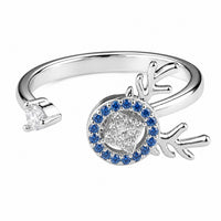 Reindeer Head Spinner Ring Rotatable Adjustable Open Band Spinning Fidget 1562