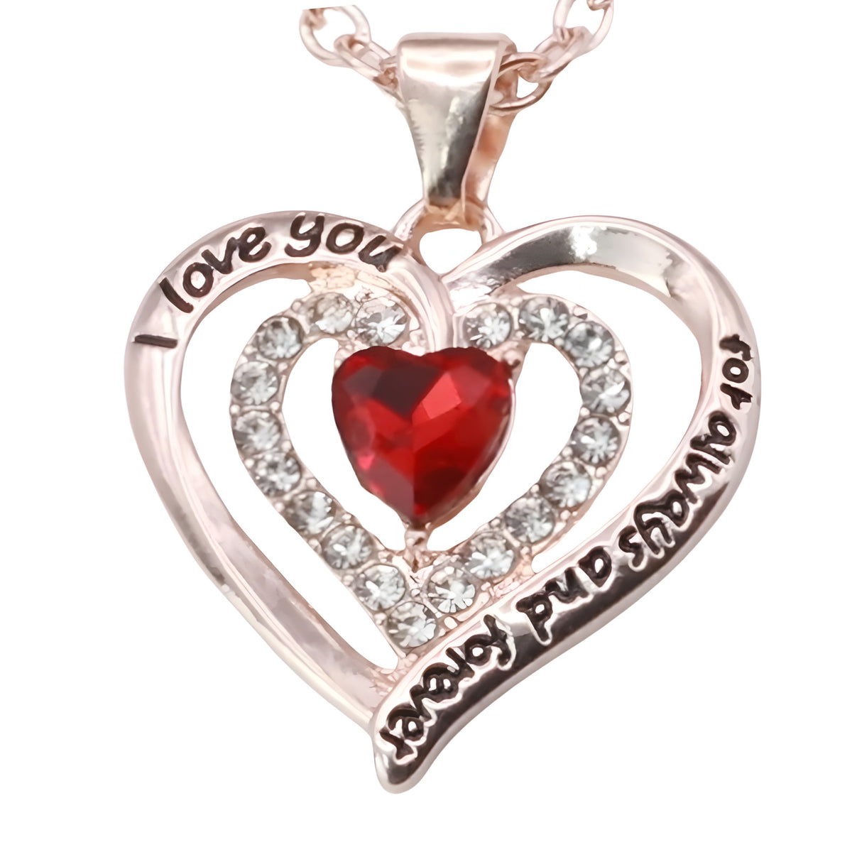 Heart Pendant Necklace For Women Double Heart Design Gold Plated Zinc Alloy B290