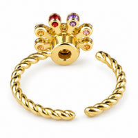 Floral Spinner Ring Multicolour Crystal Flower Adjustable Open Ring Anxiety 1551
