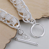 925 Sterling Silver 20 cm Multi Strand Bracelet with Braided Mesh Chain 1869