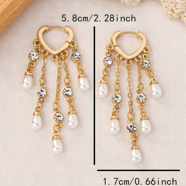 18K Gold Plated Pearl Drop Earrings for Women – Heart Shape Dangle Earrings 762