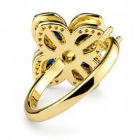 Rotatable Spin Ring Blue Flower Spinner Ring Adjustable Open Band Spinning 1557
