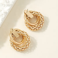 Gold Geometric Stud Earrings Women –Zinc Alloy Round Textured Circle Earring 763