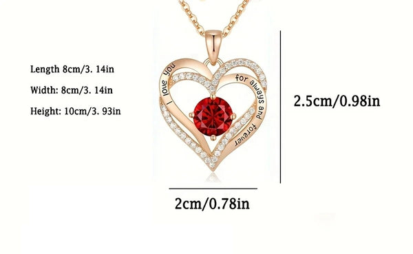 14K Gold Plated Stainless Steel Heart Pendant Necklace with Round Created B284