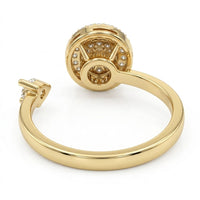 Rotatable Blue Halo Spinner Ring Gold Plated Zircon Adjustable Fidget Band 1525
