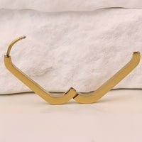 Gold Hoop Earrings Women, Small Stainless Steel Geometric Triangle Rectangle 549