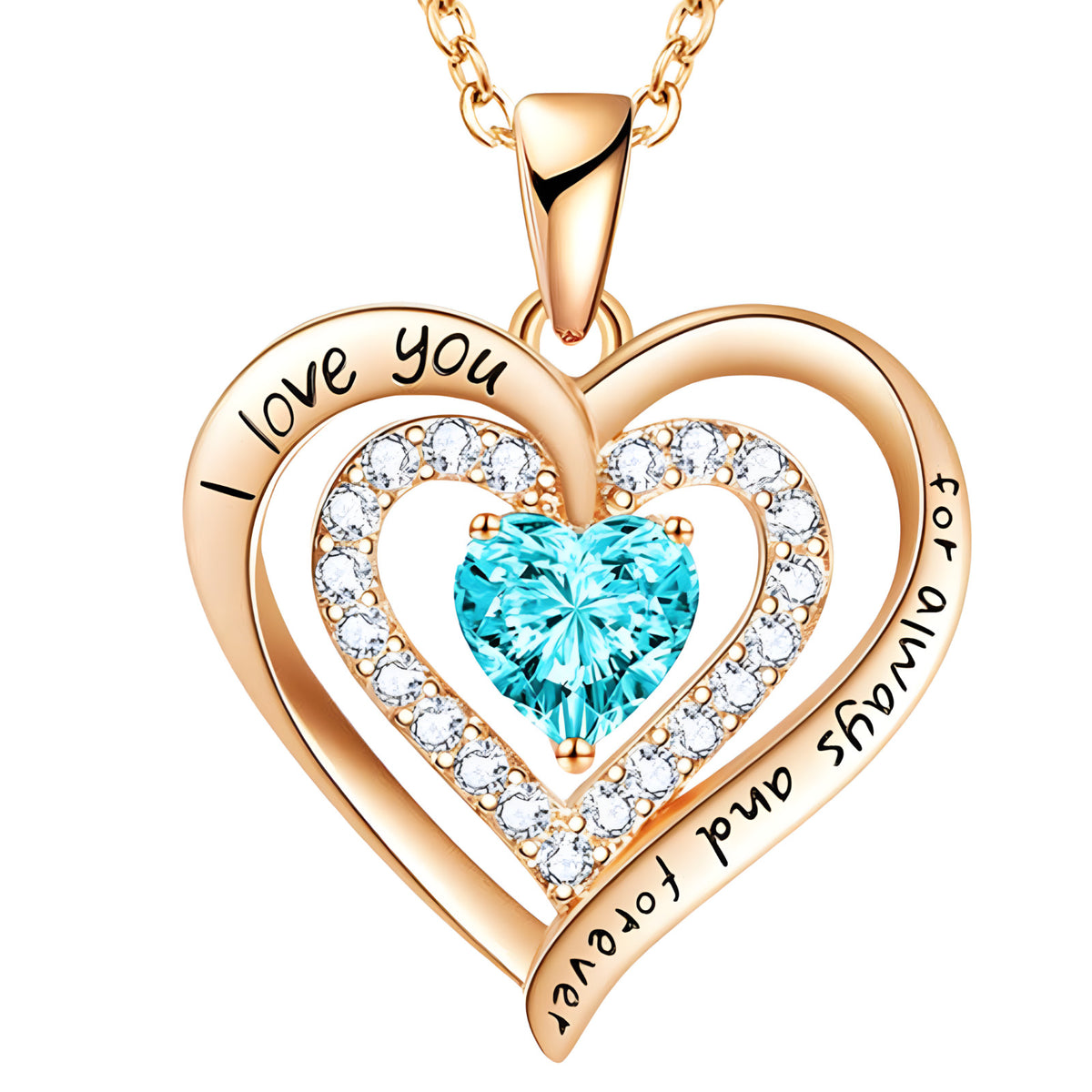 Women’s Heart Necklace Gold Plated Zinc Alloy Double-Layer Heart Pendant B292