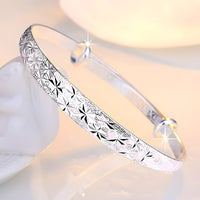 Unified Jewellery Engraved Floral Wide Bangle Adjustable Bracelet Women 1863