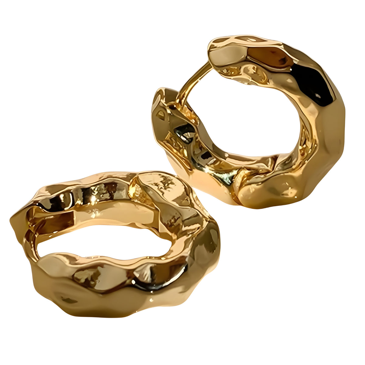Vintage Gold Irregular Hammered Chunky Earrings Women Minimalist Geometric 547