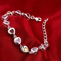 925 Sterling Silver Noble Charm Bracelets Zircon Chain Crystal Jewelry B195