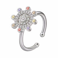 Rotatable Spin Ring Multicolour Floral Halo Spinner Ring Adjustable Open 1559