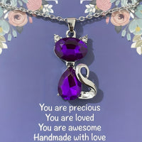 Stainless Steel Jewelry Heart of The Ocean Crystal Cat Pendant Zinc Alloy 558