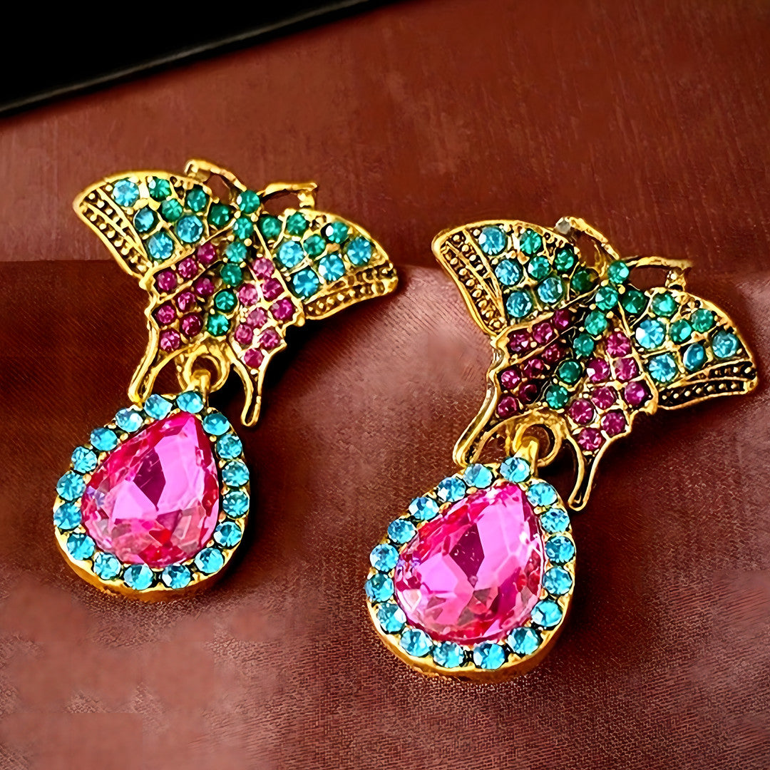 18K Gold Plated Butterfly Earrings Women – Elegant Zinc Alloy Drop Earrings 759