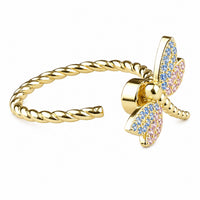 Dragonfly Spinner Ring Adjustable Open Band Spinning Rotating Fidget Ring 1563