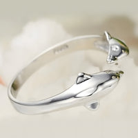 Adjustable Dolphin Ring For Women, Silver Colour Open Ring, Ocean Animal B345