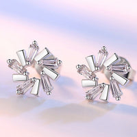 Sparkling Cubic Zirconia Circle Stud Earring for Women 13mm Geometric Round B196