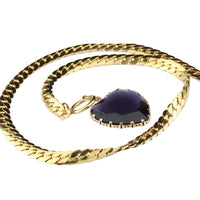 Purple Heart Pendant Necklace 40cm Statement Toggle Chain Clavicle Collar  1330