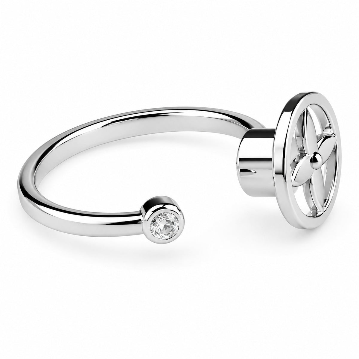 Spinner Ring Rotatable Adjustable Anxiety Fidget Ring Clover Flower Motif 1533